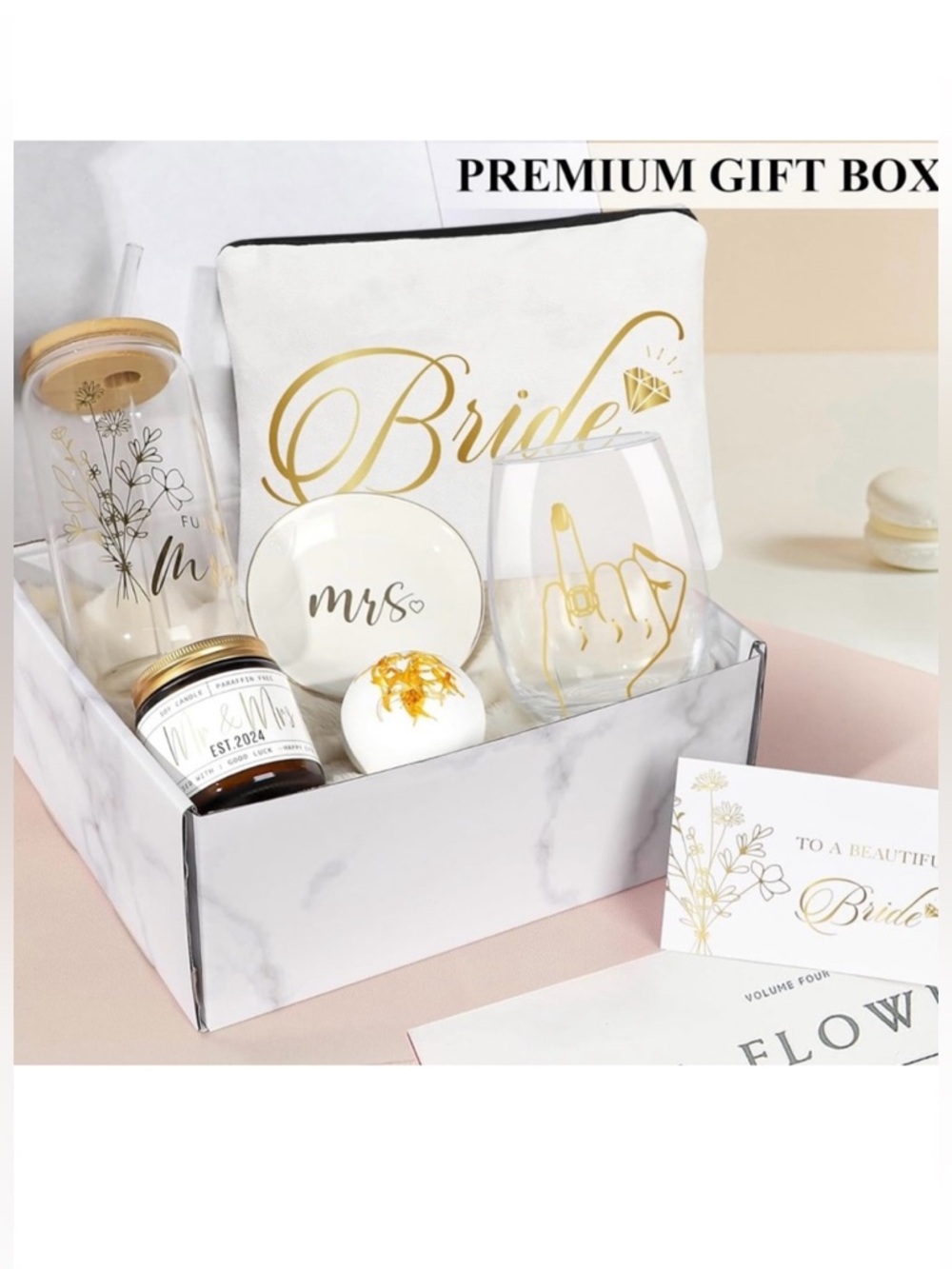 Bride Wine Glass Bath Bomb Makeup Bag Candle Trinket Tray Gift Box